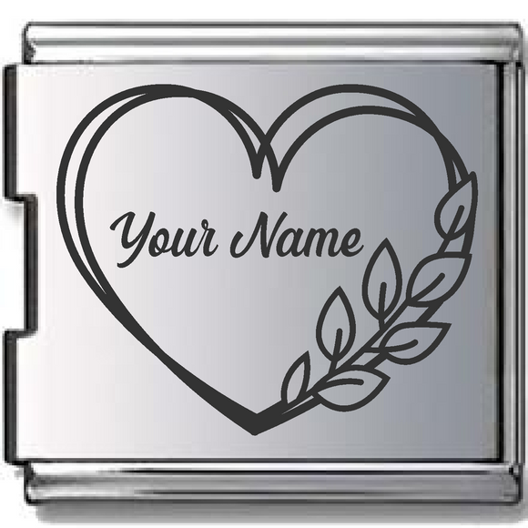 Engraved Name Shape Megalink Italian charm (Click to Personalize)-Charmed Jewellery