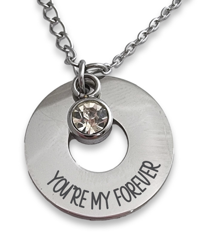 Engraved Ring Pendant & Stone Charm with Chain