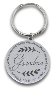 Engraved Round Grandma Keyring
