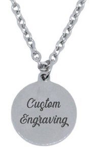 Engraved Round Pendant with Chain-Charmed Jewellery