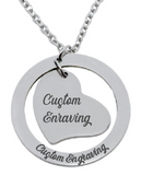 Engraved Side Heart & Ring Pendant with Chain-Charmed Jewellery