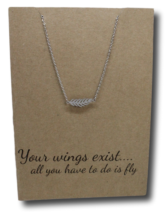 Feather Pendant & Chain - Card 11-Charmed Jewellery