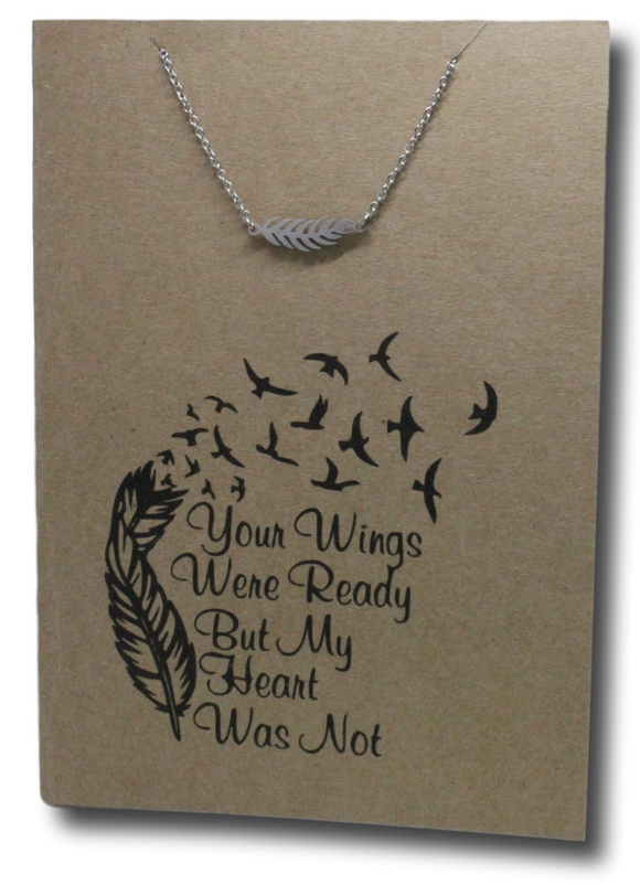 Feather Pendant & Chain - Card 52-Charmed Jewellery