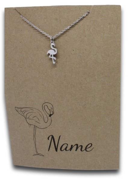 Flamingo Pendant & Chain - Card 135 (Click to personalize card)-Charmed Jewellery
