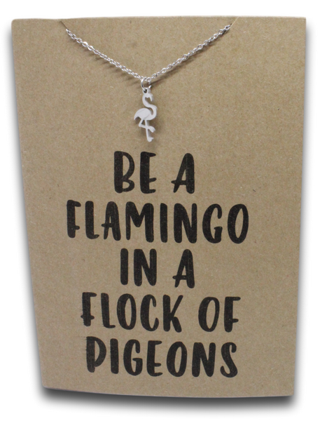Flamingo Pendant & Chain - Card 137-Charmed Jewellery