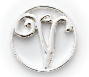 Floating Locket Plate - Letter V-Charmed Jewellery