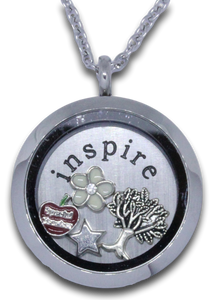Floating locket + locket plate + 4 locket Charms + Chain *Click product to personalize*-Charmed Jewellery