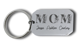 Floral MOM Personalized Names Engraved Keyring