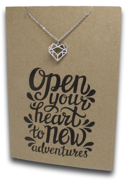 Geometric Heart Pendant & Chain - Card 140-Charmed Jewellery