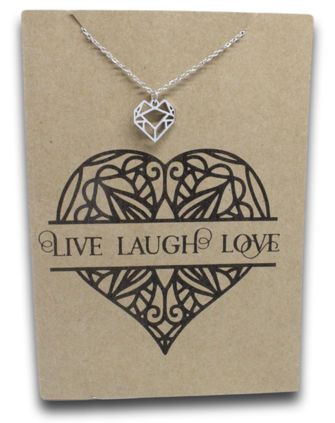 Geometric Heart Pendant & Chain - Card 149-Charmed Jewellery