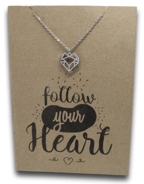 Geometric Heart Pendant & Chain - Card 151-Charmed Jewellery