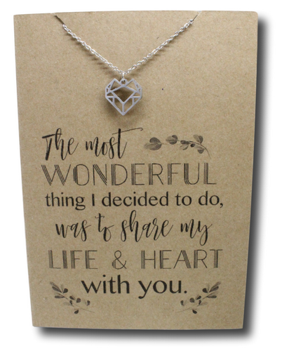 Geometric Heart Pendant & Chain - Card 208-Charmed Jewellery
