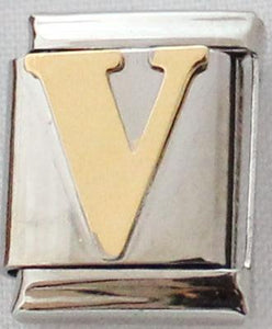 Gold Plated Letter V 13mm Charm-Charmed Jewellery
