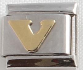 Gold Plated Letter V 9mm Charm-Charmed Jewellery