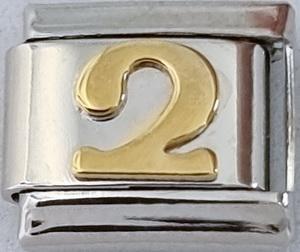 Gold Plated Number 2 9mm Charm