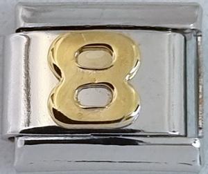 Gold Plated Number 8 9mm Charm
