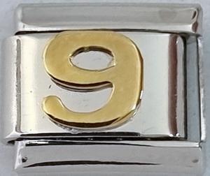 Gold Plated Number 9 9mm Charm
