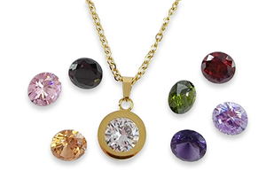 Gold Plated Stainless Steel Necklace Interchangeable Stones