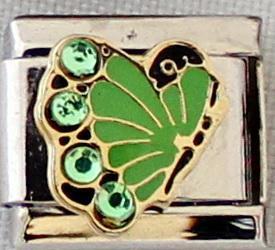 Green butterfly with stones 9mm Charm-Charmed Jewellery