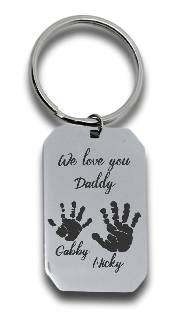 Hand Print Dog Tag Keyring