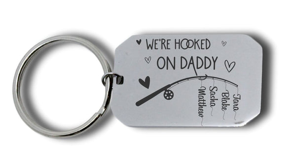 Hooked on Daddy Dog Tag Keyring