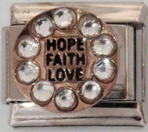Hope Faith Love Rose Gold 9mm Charm-Charmed Jewellery