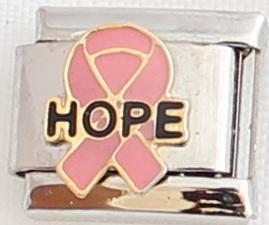 Hope on pink ribbon 9mm Charm-Charmed Jewellery