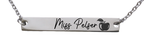 Horizontal Teacher Bar Pendant & Chain Front & Back Engraving (Available in other finishes)-Charmed Jewellery