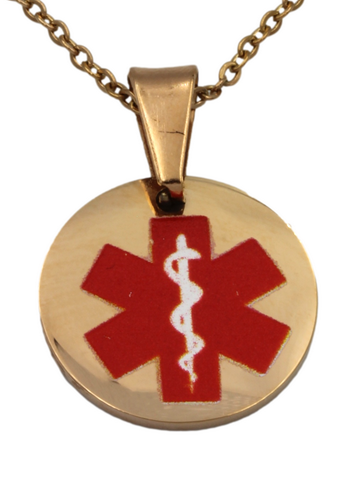 Medical Alert Round Pendant Necklace (More colours available)