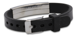 Medical Alert Engraved Black Adjustable Rubber Bracelet
