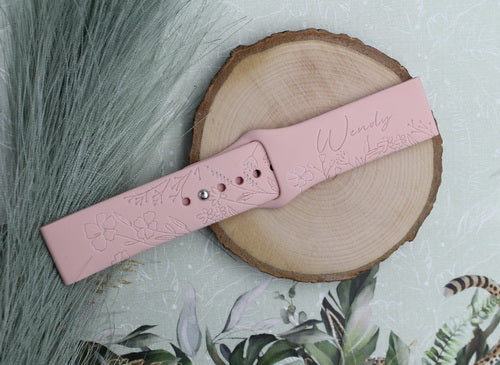 WILDFLOWER WITH NAME Personalized Apple Watch Band