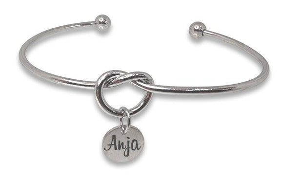 Infinity Knot Bangle with 1 Engraved Charm