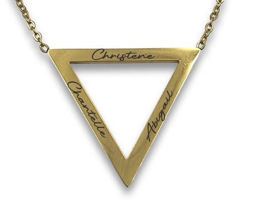 Engraved Gold Plated Triangle Pendant with Chain