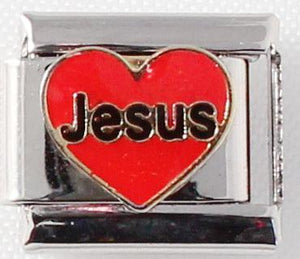 Jesus red heart 9mm Charm-Charmed Jewellery