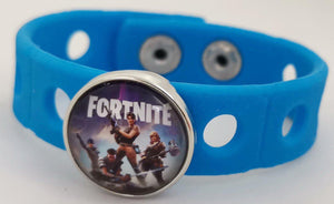 Kid's Blue Rubber Snap Bracelet + Photo Charm (click product to upload photo)-Charmed Jewellery
