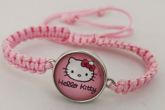 Kid's Pink Rope Snap Bracelet + Glass Charm (click product to note charm choice)-Charmed Jewellery