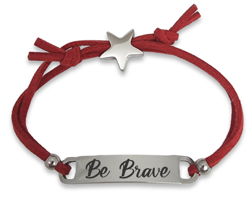 Kids Red Cord ID Bracelet with Engraved Star Charm