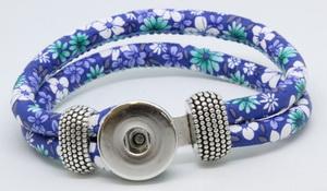 Large 1 Snap Blue Floral Bangle-Charmed Jewellery