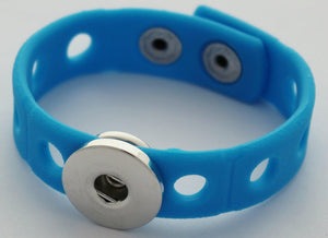 Large 1 Snap Blue Rubber Bracelet (kids size)-Charmed Jewellery