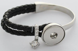Large 1 Snap Leather & Alloy Bracelet-Charmed Jewellery