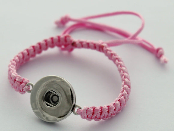 Large 1 Snap Pink Adjustable Rope Bracelet (kids size)-Charmed Jewellery
