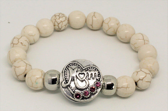 Large 1 Snap Stretch Bead Bangle Light + charm (click product to choose charm)-Charmed Jewellery