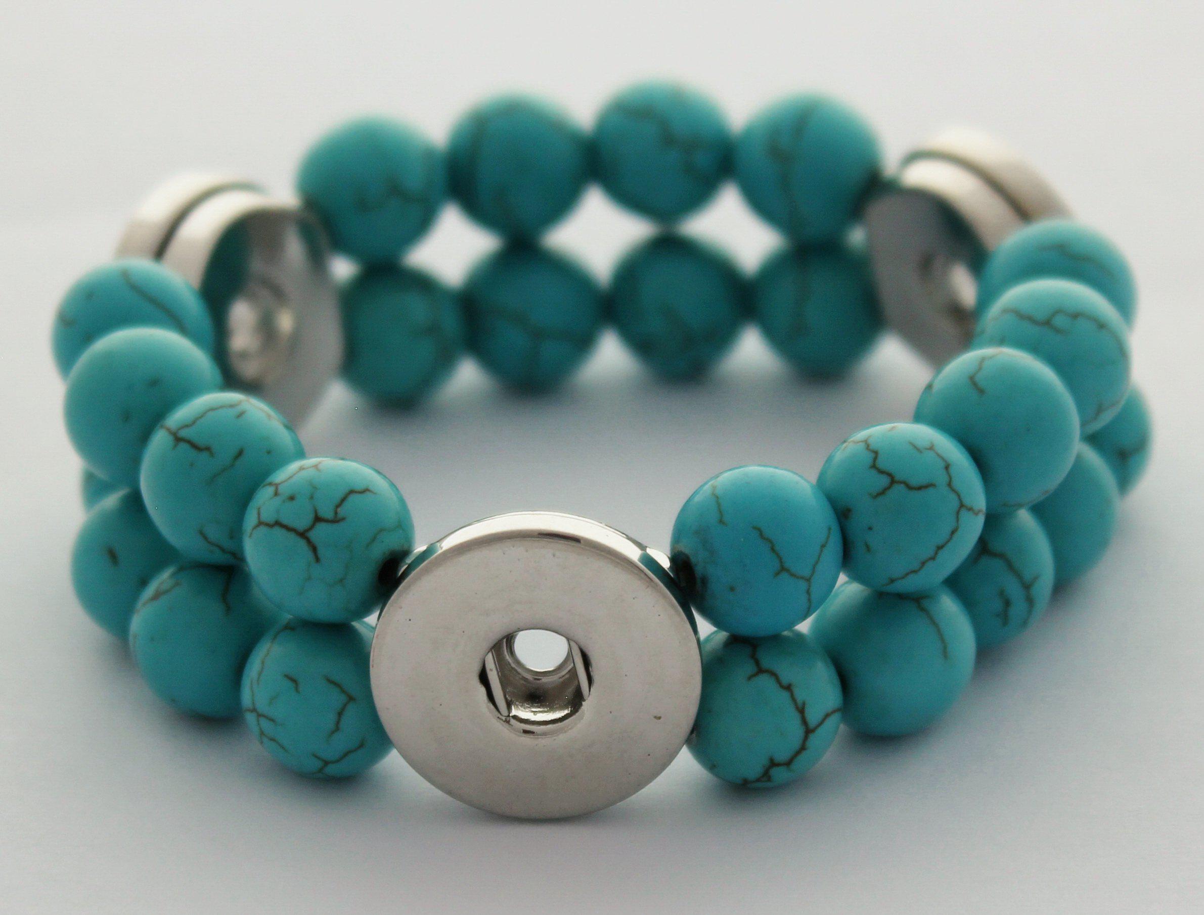 Large 3 Snap Stretch Bracelet Blue-Charmed Jewellery