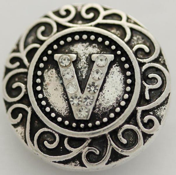 Large Snap Charm Letter V-Charmed Jewellery