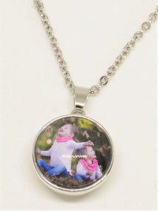Large Snap Pendant 1 + Photo Charm + Chain (click product to upload photos)-Charmed Jewellery