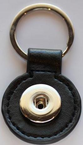 Large Snap Round Black Keyring (fits large snaps)-Charmed Jewellery