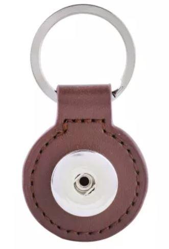 Large Snap Round Brown Keyring (fits large snaps)-Charmed Jewellery