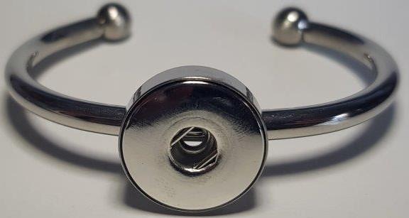 Large Stainless Steel 1 Snap Bangle (fits large snaps)-Charmed Jewellery