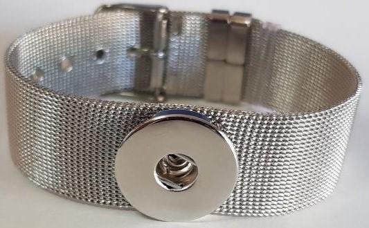 Large Stainless Steel 1 Snap Mesh Bangle (fits large snaps)-Charmed Jewellery