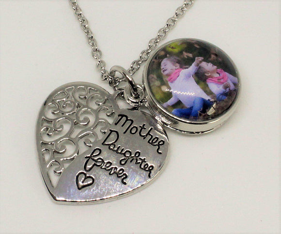 Large snap pendant and custom charm (click product to upload photos)-Charmed Jewellery